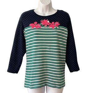 Kim Rogers Women's 3/4 Sleeve Floral Graphic Top Multicolor Size 1X
